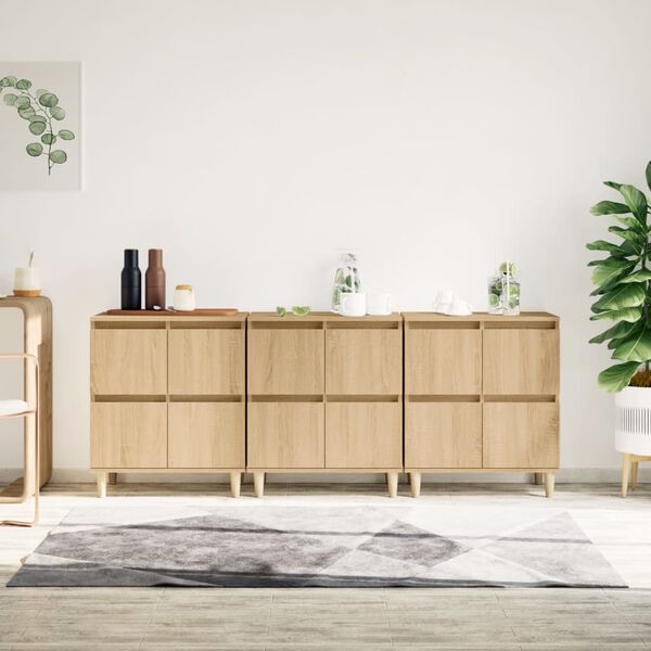 vidaXL Sideboards 3 pcs Sonoma Oak 60x35x70 cm Engineered Wood