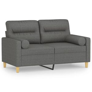 vidaXL 2-Seater Sofa with Throw Pillows Dark Grey 120 cm Fabric