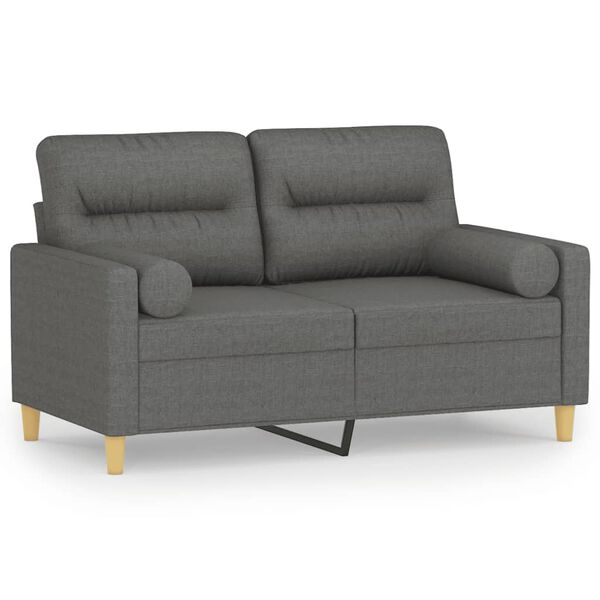 vidaXL 2-Seater Sofa with Throw Pillows Dark Grey 120 cm Fabric