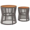 vidaXL Garden Side Tables 2 pcs with Wooden Top Grey Poly Rattan