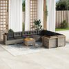 vidaXL 10 Piece Garden Sofa Set with Cushions Grey Poly Rattan
