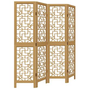 vidaXL Room Divider 4 Panels Brown Solid Wood Paulownia