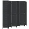 vidaXL Room Divider&nbsp;6 Panels Black Solid Wood Paulownia