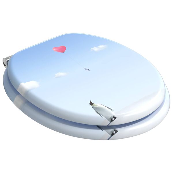 vidaXL WC Toilet Seats with Soft Close Lid 2 pcs MDF Penguin Design