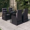 vidaXL 5 Piece Garden Dining Set with Cushions Black