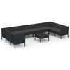 vidaXL 11 Piece Garden Lounge Set with Cushions Poly Rattan Black