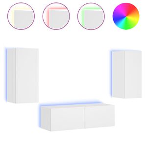 vidaXL 3 Piece TV Wall Cabinets with LED Lights White