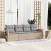 vidaXL 4 Piece Garden Sofa Set with Cushions Beige Poly Rattan