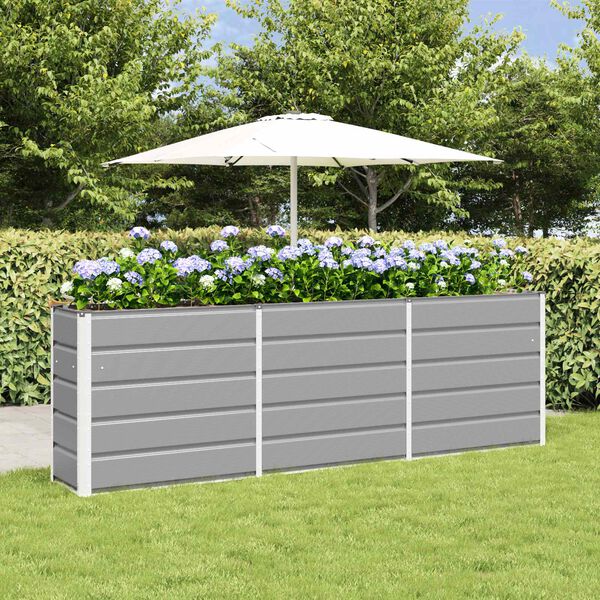 vidaXL Planter Light Grey 240 x 40 x 75 cm Steel