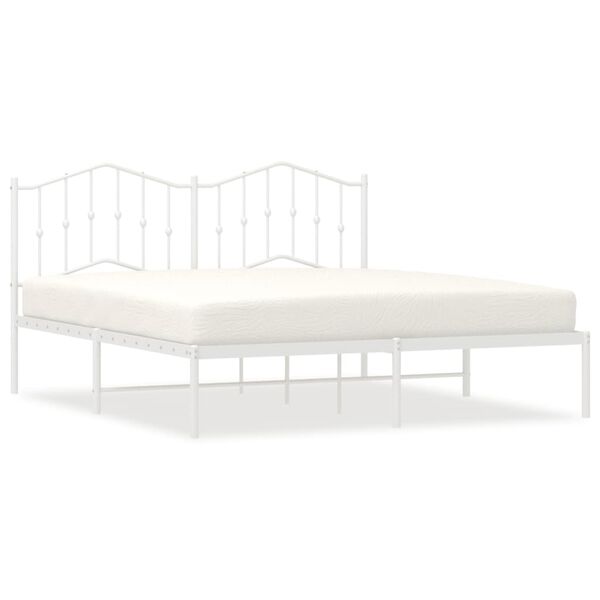 vidaXL Metal Bed Frame without Mattress with Headboard White 180x200cm