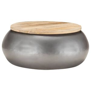 vidaXL Coffee Table | Natural, Grey | Solid Mango Wood, Iron | 68x68x30 cm