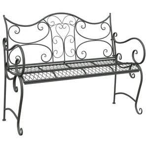 vidaXL Garden Bench 2-Seater 114 x 56.5 x 90 cm Steel Silver Grey