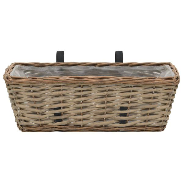 vidaXL Balcony Planter 2 pcs Wicker with PE Lining 40 cm