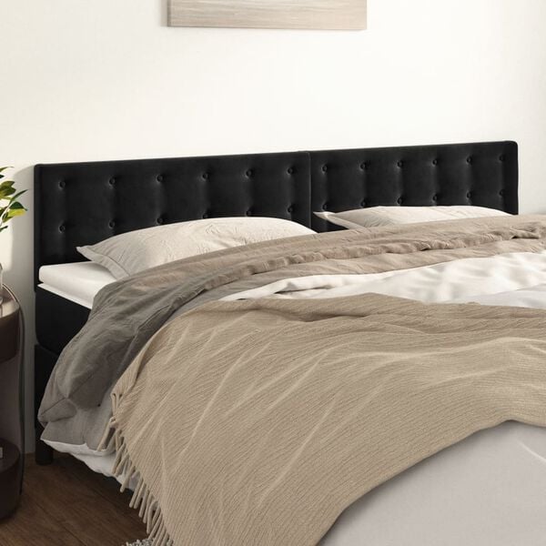vidaXL Headboards Black 200x5x78/88 cm Velvet