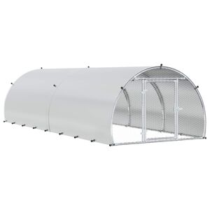 vidaXL Chicken Coop Silver 400 x 150 x 100 cm Galvanised Steel