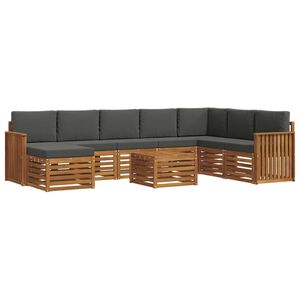 vidaXL Outdoor Sofa Set 9 pcs Natural and Anthracite
