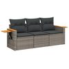 vidaXL 3 Piece Garden Sofa Set with Cushions Grey Poly Rattan