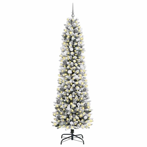 vidaXL Artificial Christmas Tree with 300 LEDs with Stand White 240 cm