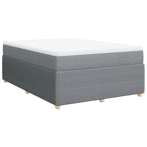 vidaXL Box Spring Bed with Mattress Dark Grey Queen Fabric