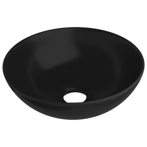 vidaXL Bathroom Sink Ceramic Matt Black Round