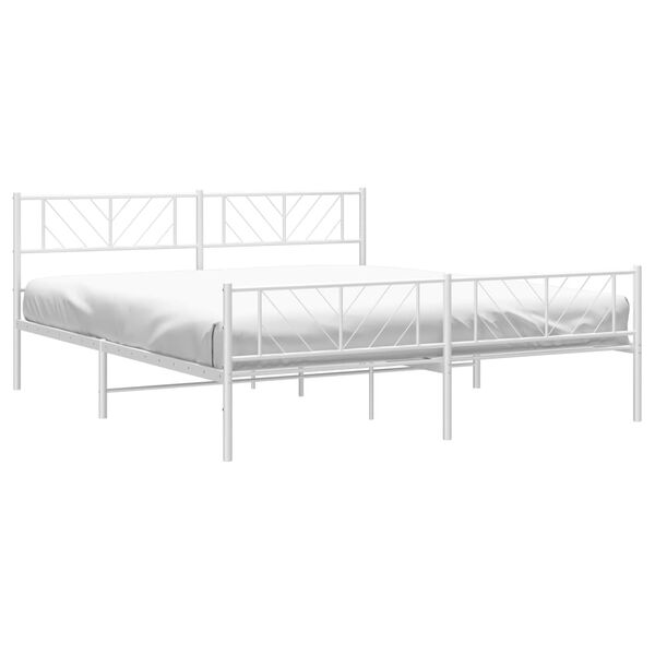 vidaXL Metal Bed Frame without Mattress with Footboard White 180x200cm