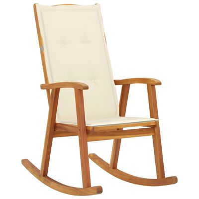 vidaXL Rocking Chair with Cushions Solid Acacia Wood