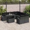 vidaXL Garden Sofa Set with Storage 9 pcs Black Poly Rattan