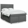 vidaXL Box Spring Bed with Mattress Dark Grey Queen Fabric
