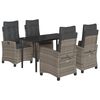 vidaXL 5 Piece Garden Dining Set with Cushions Grey Poly Rattan