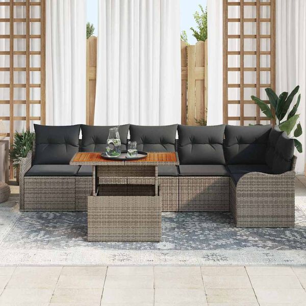 vidaXL Garden Sofa Set with Cushion Manual 7 pcs Grey