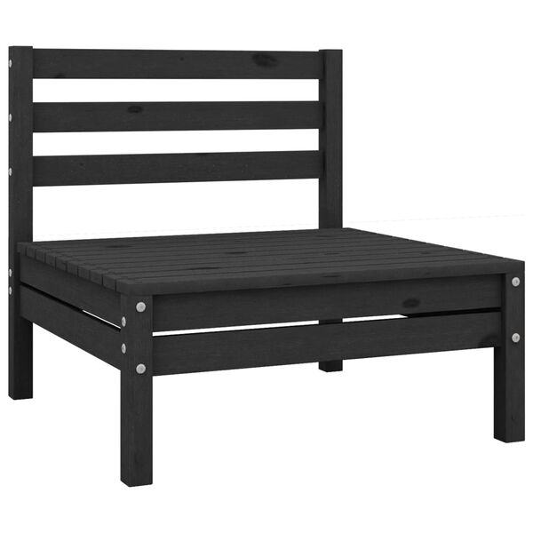 vidaXL 11 Piece Garden Lounge Set Black Solid Wood Pine