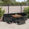 vidaXL Garden Sofa Set Height-Adjustable 9 pcs Black Poly Rattan