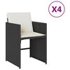 vidaXL Garden Chairs with Cushions 4 pcs Black Poly Rattan