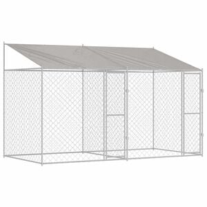 vidaXL Dog Cage with Roof Silver 400 x 200 x 256 cm Steel and PE