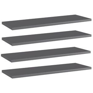 vidaXL Bookshelf Boards 4 pcs High Gloss Grey 60x20x1,5 cm Engineered Wood