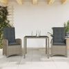 vidaXL 3 Piece Garden Dining Set with Cushions Grey Poly Rattan