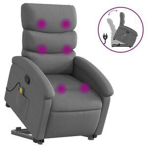 vidaXL Stand up Massage Recliner Chair Dark Grey Fabric