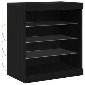 vidaXL LED Sideboard Black Oak 60.5 x 37 x 67 cm Engineered Wood
