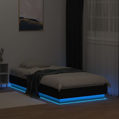 vidaXL Bed Frame with LED Lights Black 90x190 cm Single