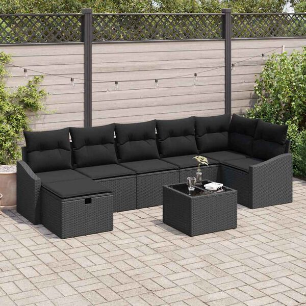 vidaXL Sofa Set with Cushion 8 pcs Poly Rattan