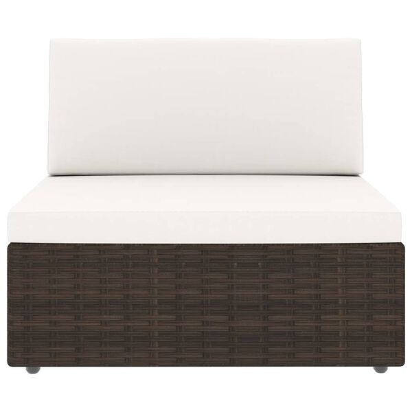 vidaXL 9 Piece Garden Lounge Set with Cushions Brown Poly Rattan