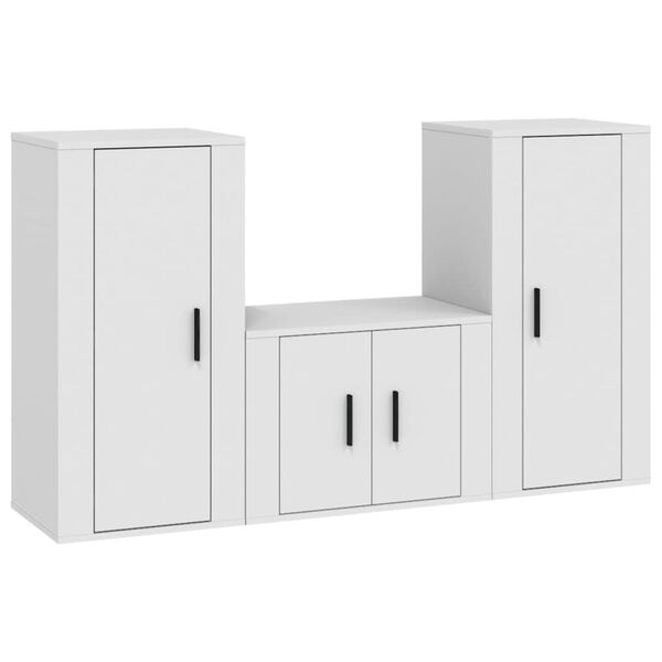vidaXL 3 Piece TV Cabinet Set White Engineered Wood