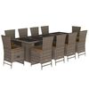 vidaXL 11 Piece Garden Dining Set with Cushions Grey Poly Rattan