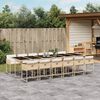 vidaXL 13 Piece Garden Dining Set with Cushions Beige Poly Rattan