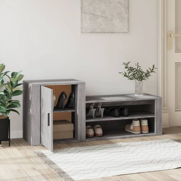 vidaXL Shoe Cabinet Grey Sonoma 130x35x54 cm Engineered Wood