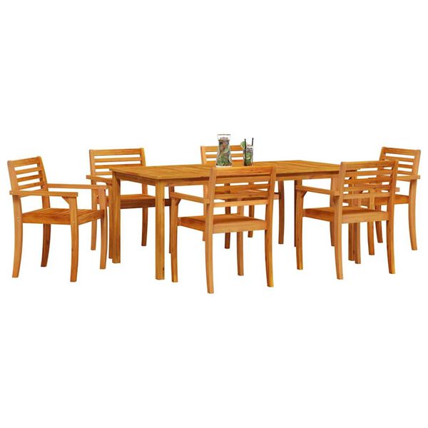 vidaXL Garden Dining Set 7 pcs Brown Solid Acacia Wood