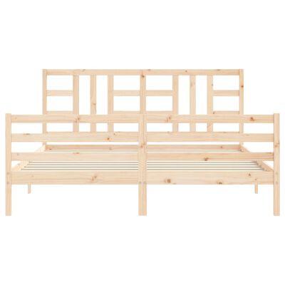 vidaXL Bed Frame with Headboard Super King Size Solid Wood