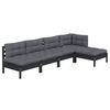 vidaXL 5 Piece Garden Lounge Set with Cushions Black Pinewood