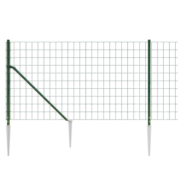 vidaXL Wire Mesh Fence with Spike Anchors Green 0.8x25 m