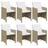 vidaXL 7 Piece Garden Dining Set with Cushions Poly Rattan Beige
